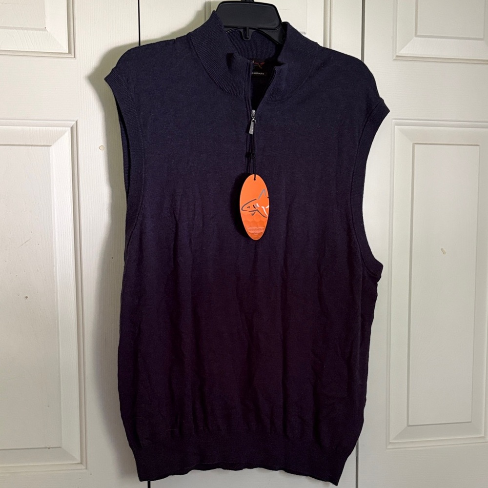 Greg Norman Men’s Golf quarter zip sweater vest large nwt